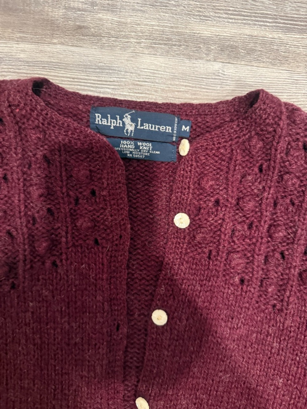Ralph Lauren Women's Deep Burgundy Knit Button Cardigan - Picture 3 of 3